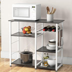 SogesHome 4-Tier Microwave Stand Shelf, Kitchen Storage Organize Shelf, Coffee Snack for Home, Kitchen, Living-Room, Walnut Black