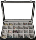 Stratalife Earring Organizer Velvet Jewelry Organizer Box 24 Grid Earring Tray Jewelry Display Jewelry Storage Jewelry Trays For Drawers Jewelry Display Case With Clasp (Gray Black)