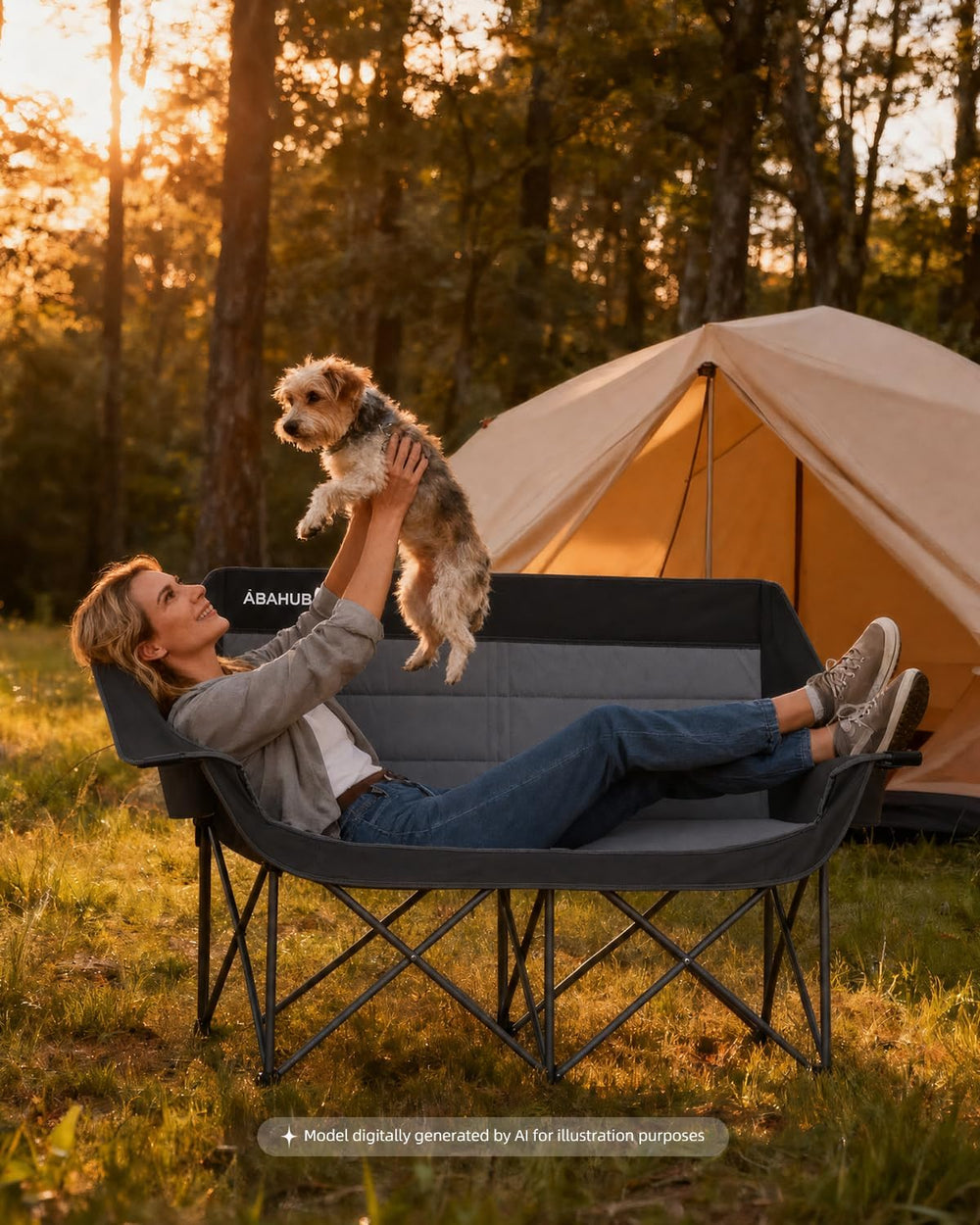 Abahub 2-Person Folding Camping Chair Loveseat Couch Chairs, 650 LBS Portable...
