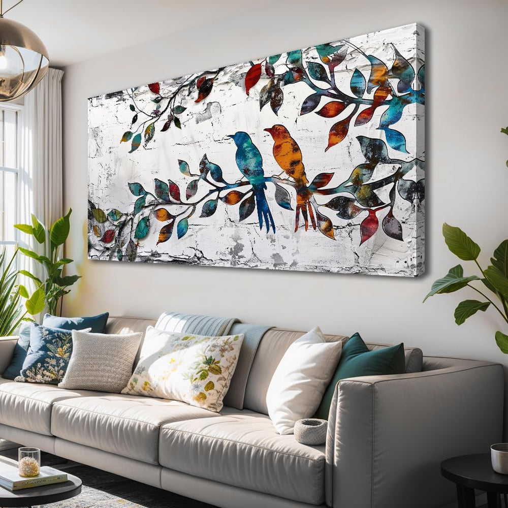 Wall Art Funny Paintings Colorful Birds on a Branch Art Mural Pop Art Home Of...
