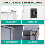 Wide & Deep Metal Storage Cabinet with 6 Shelves,72 inch Tall Garage Storage Cabinet with Lock,Gray White Metal Cabinets with Locking Doors,Large Steel Lockable Cabinets for Home,Office,Shop,Garage