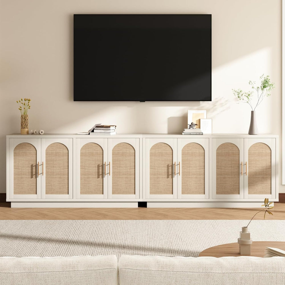 HOKYHOKY 59" Rattan Sideboard Buffet Cabinet with Storage, 4 Arched Doors