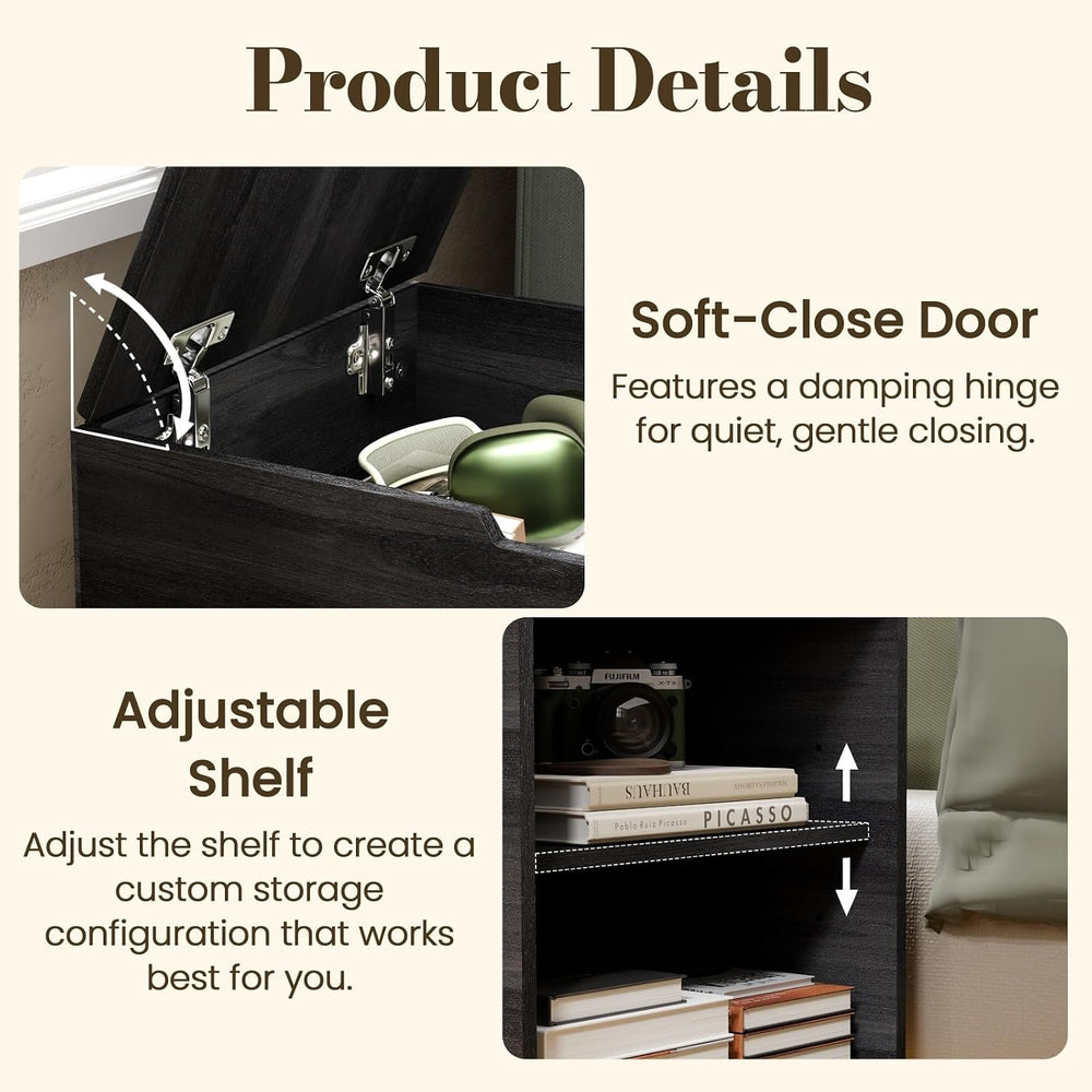 Rreyet End Table with 2 Open Storage Space & 15" Large Cube Storage,...