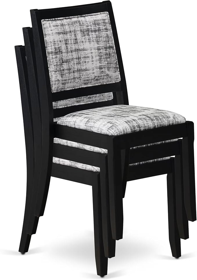 X02X2-2C6-30 4-pc Dining Room Table Set a Rectangular Kitchen Table and a wooden Bench and 2 Wire Brushed Black Polyester Stackable Chair, 39x120 Inch, Wire Brushed Black