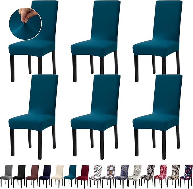 Chair Covers, Stretch Kitchen Dining Room Chair Covers Set of 6, Removable Washable Dining Chair Slipcovers for Home, Hotel, Banque