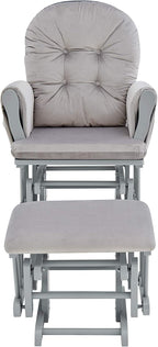 Glider and Ottoman Gray Wood and Light Gray Fabric