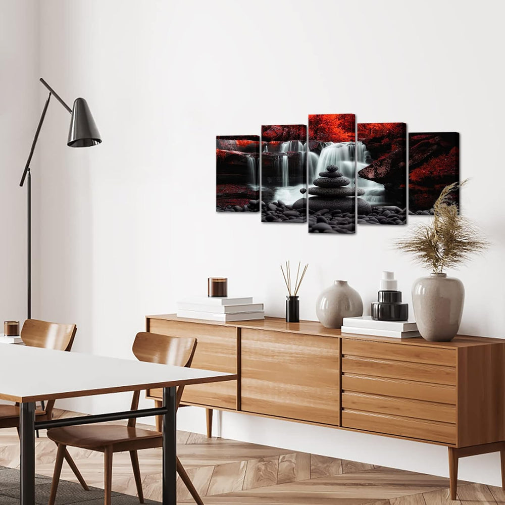 Conipit Black White Red Landscape Print Artwork for Living Room Red Tree Canv...