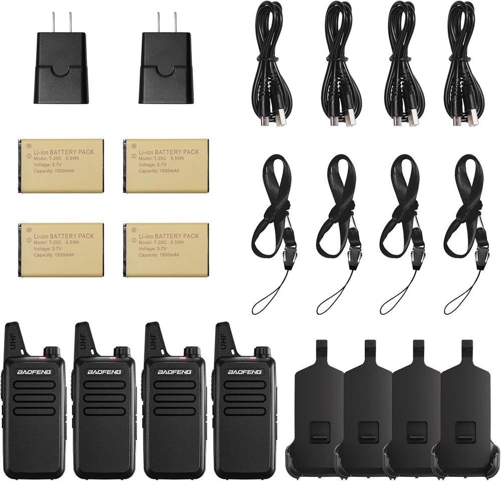 BAOFENG T22 Walkie Talkies for Adults Business, 22 FRS Channels, 4 Pack