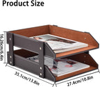 Leather Desk Organizer,2-Tier Stackable Letter Tray Holder,Office Supplies Desktop Storage Box for Document,Stationery,Magazines,Newspapers,Letters and Other Home Office Paper Sundries,Coffee