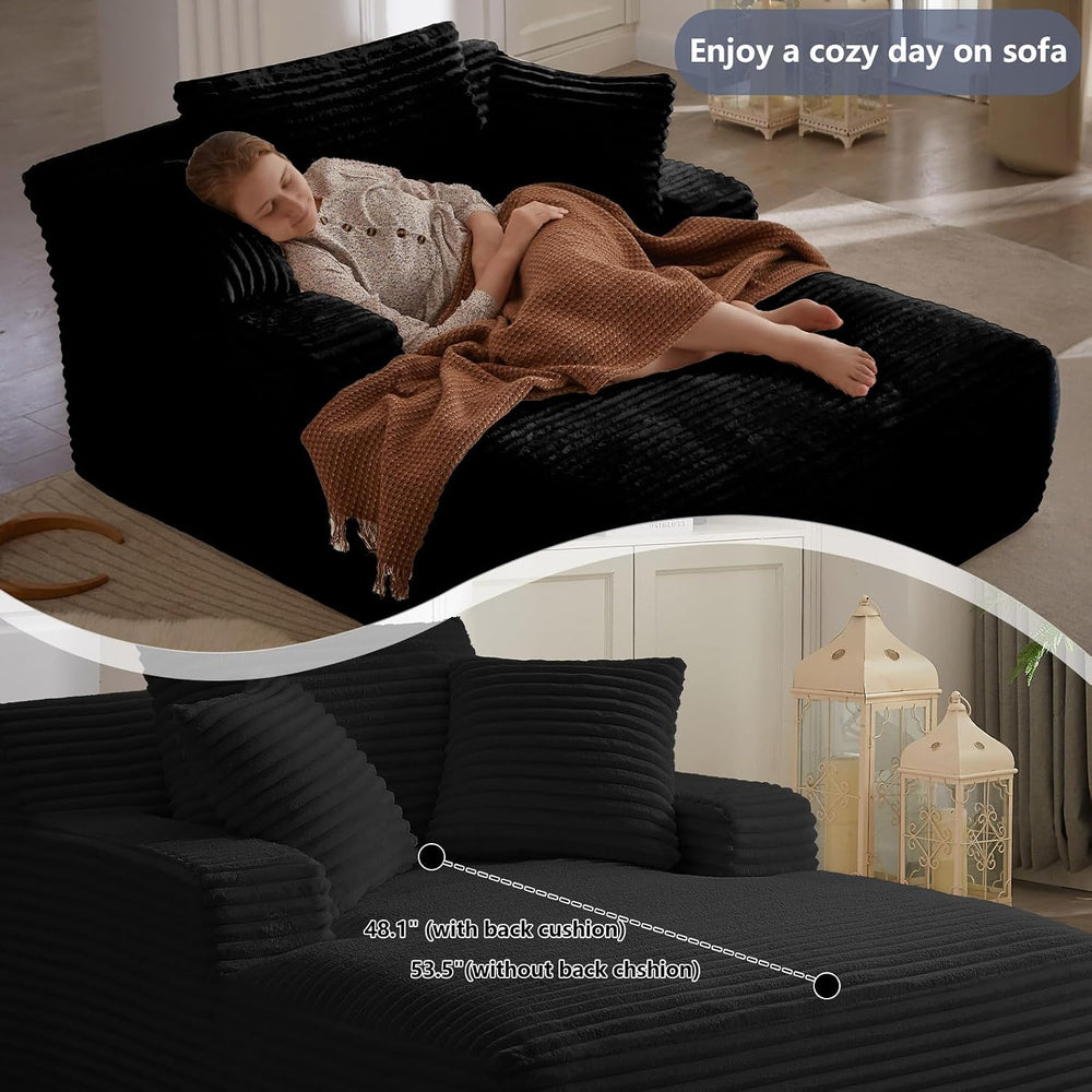 Lakifun 49.2" Oversized Chaise Lounge Chair, Deep Seat Upholstered Cozy ...
