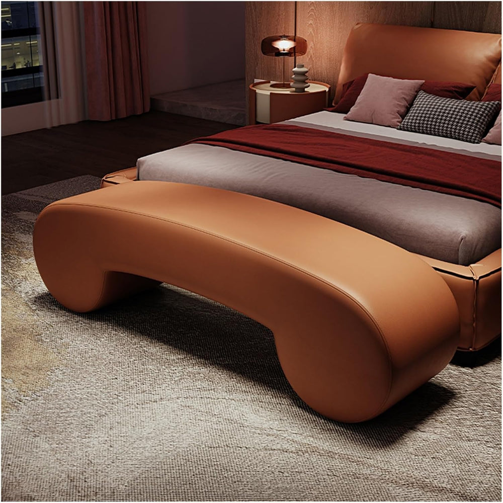 Modern Faux Leather Bench, Creativity Bedroom Benches Footrest Stool, for End...