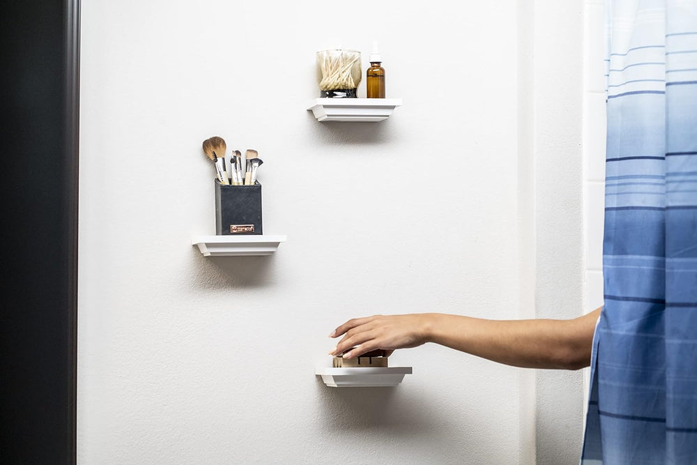 Small Floating Wall Shelf, Mini 4 x 6 in, White - 3 Pack