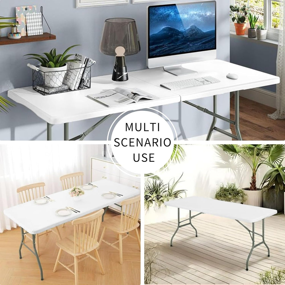 Set of 2 Folding Tables with Carrying Handle Lightweight 6FT Rectangular Port...