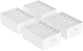 SONGMICS Set of 4 Large Size Wardrobe Clothes Organizers, 6-Compartment Foldable Drawer Organizers with Handles, 16.5 x 11.8 x 6.7 Inches, for Pants, Sweaters, Jeans, Cloud White URUS009W04