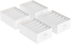 SONGMICS Set of 4 Large Size Wardrobe Clothes Organizers, 6-Compartment Foldable Drawer Organizers with Handles, 16.5 x 11.8 x 6.7 Inches, for Pants, Sweaters, Jeans, Cloud White URUS009W04