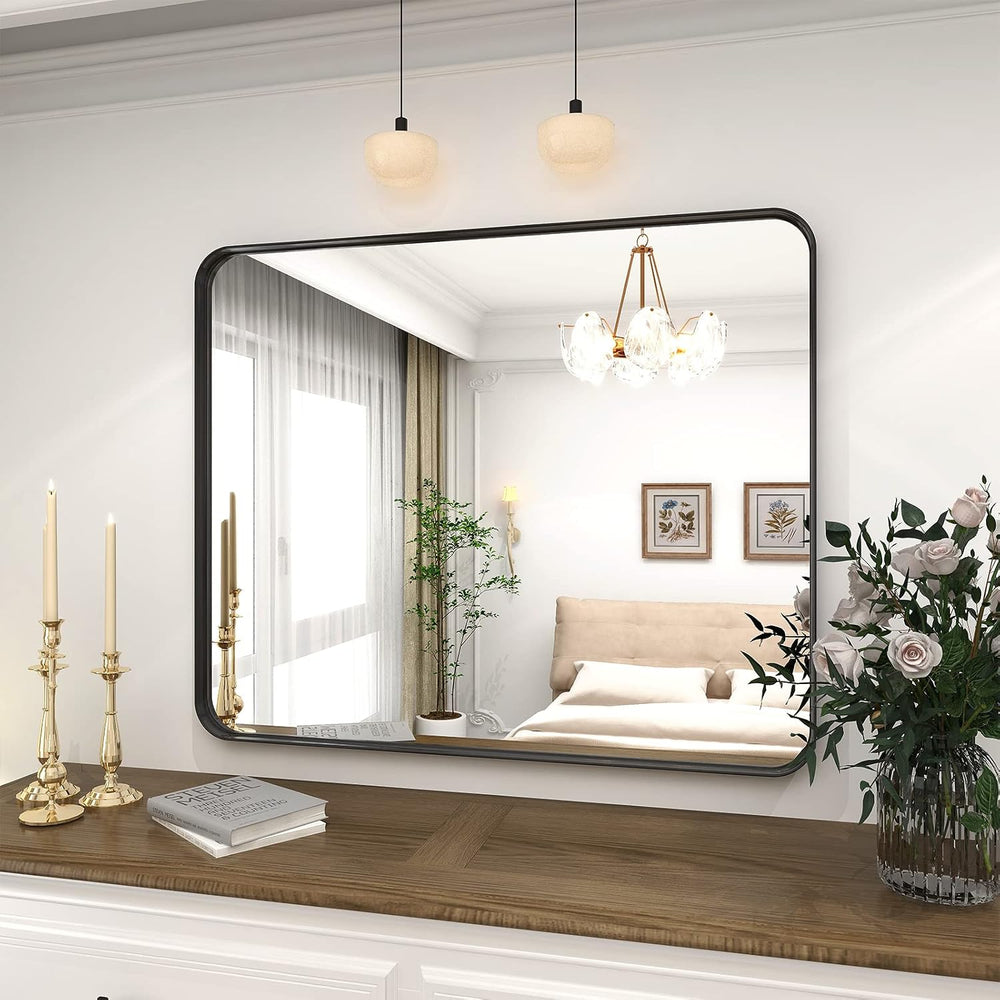 VooBang Bathroom Mirror 24"x32", Black Gorgeous Deep Frame Wall Mirror