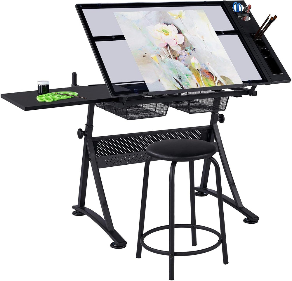 Yaheetech Drawing Table, Art Craft Desk with Adjustable Tabletop, Painters/Ar...