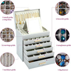 BOOVO Jewelry Box with Necklace Hanger – 6 layer Jewelry Organizer for Women with 5 Drawers, Large Jewelry Storage Boxes –Jewelry Organizers and Storage for Earrings, Necklaces (Grey, 6 layer)