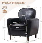 Accent Chair, Faux Leather Mid Century Modern Arm Chairs with Thick Cushion and Back, Comfy Upholstered Reading Chair Single Sofa Chair for Living Room, Bedroom, Club, PU Black