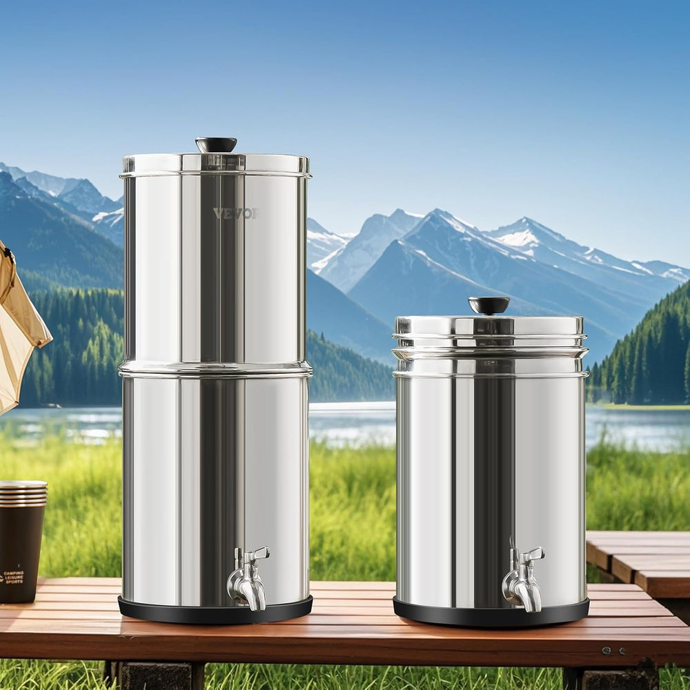VEVOR Gravity-fed Water Filter System, 1.5G 304 Stainless-Steel Countertop Sy...