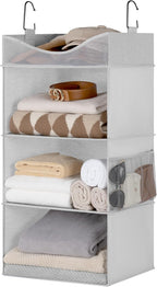StorageWorks Hanging Closet Organizer, 3-Shelf Hanging Closet Shelves with Top Shelf, 15 ¾"W x 12" D x 31" H, Extra-Large Space, Light Grey