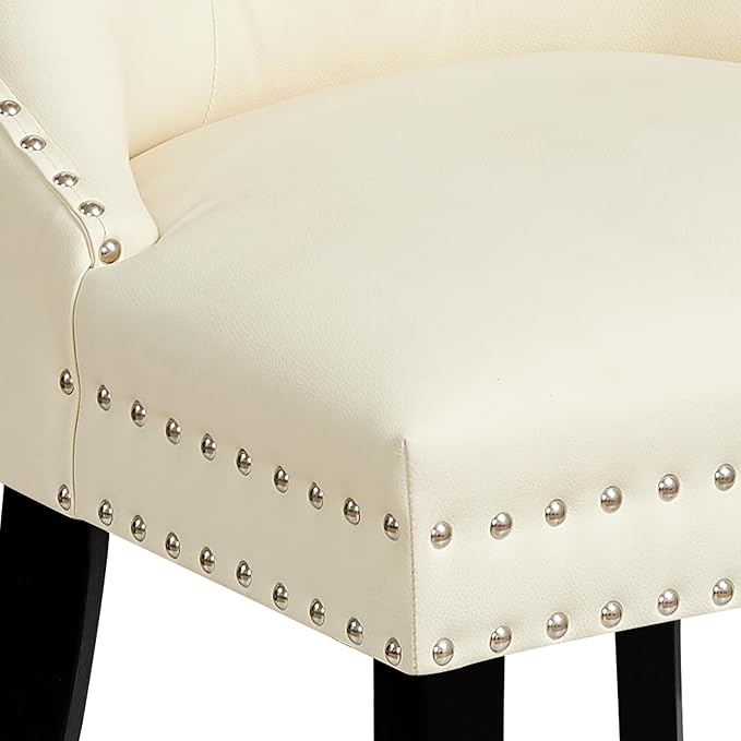SyMax Dining Chairs Set of 6, Faux Leather Parson Dining Room Chairs, High-End Tufted Kitchen Side Chairs for Bedroom, Living Room, White
