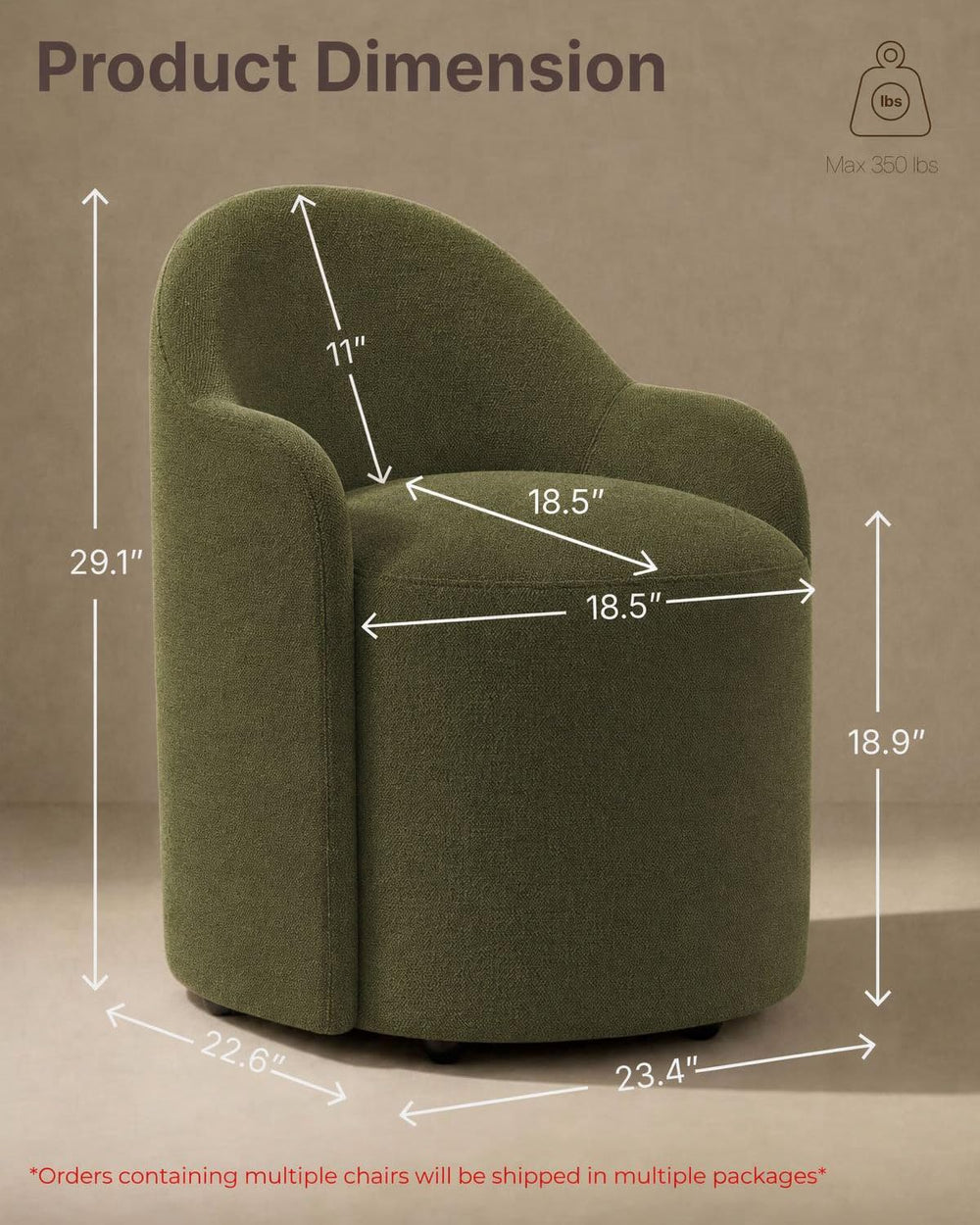 KISLOT Upholstered Dining Chairs Set of 4 with Caster, Pre-Assembled, Green |...