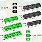 Magnetic Socket Organizer Holder Set For Tool Box Drawer, Toolbox Organization Including 1/4", 3/8" and 1/2" Drive Metric SAE Socket Trays (Sockets are not Included)