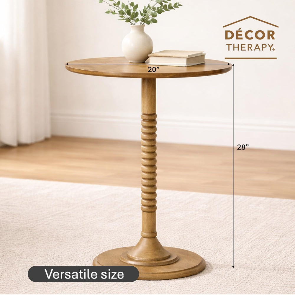 Decor Therapy Crewe Round Contemporary Side Table, Pedestal Base, High Top Co...