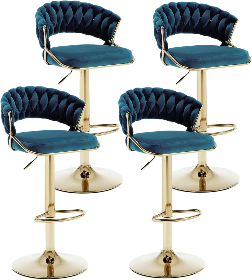 DUOMAY Woven Swivel Bar Stools Set of 4 - Modern Height Adjustable Bar Stools...