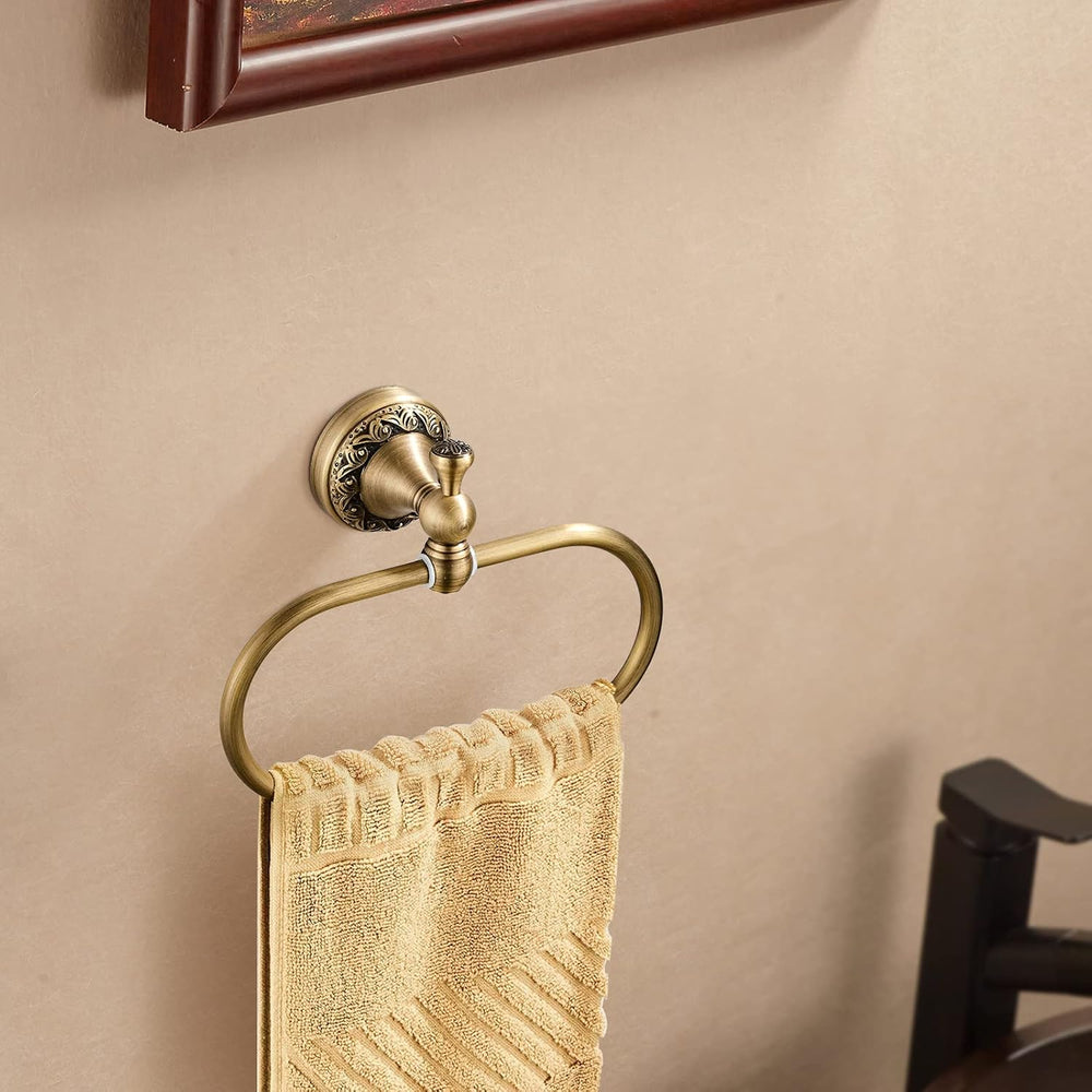 WOLIBEER Antique Brass Toilet Paper Holder, Brass Towel Ring Oval, Hand Towel...
