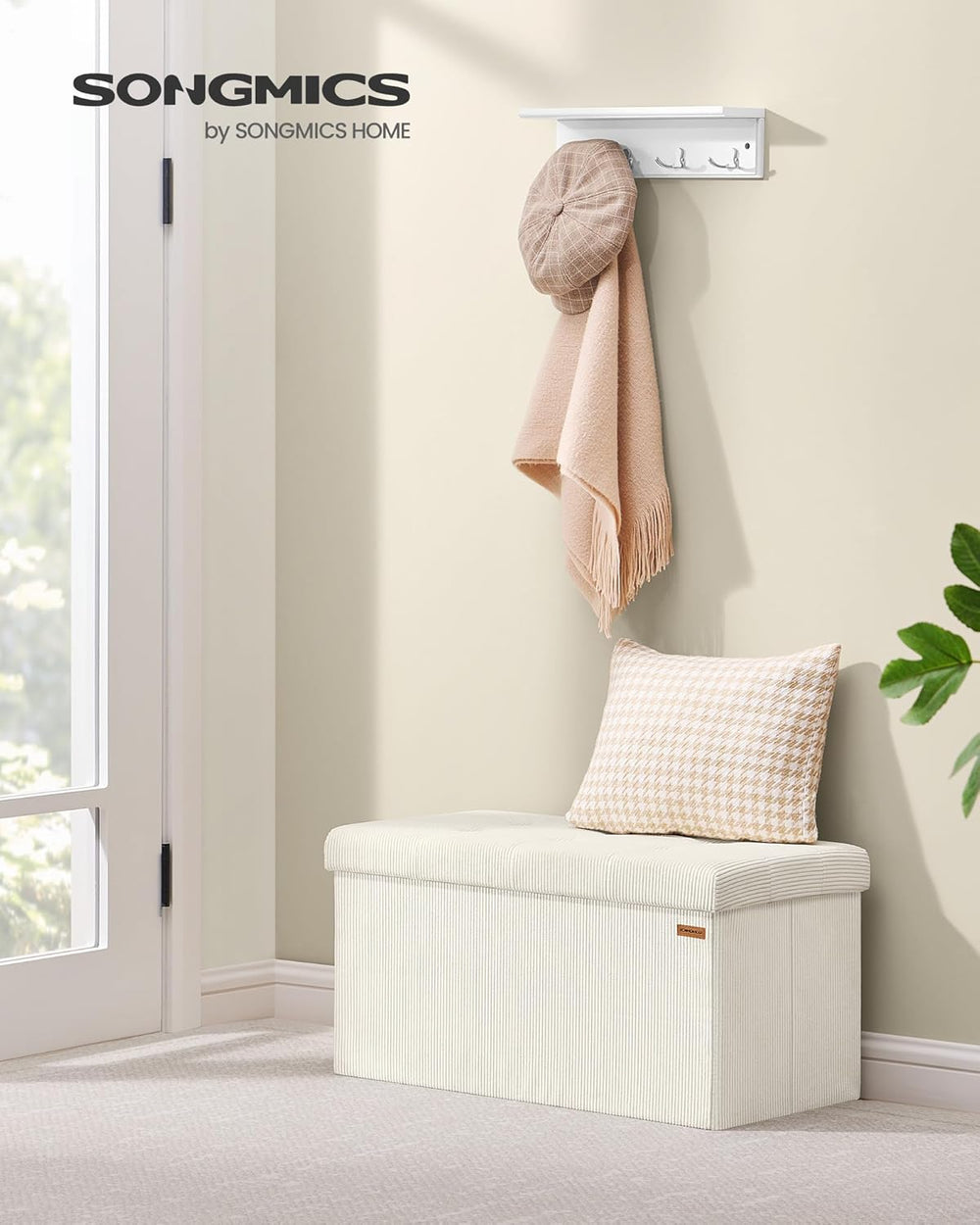 SONGMICS Mazie Collection - Storage Ottoman Bench, Foldable Foot Rest, 15 x 3...