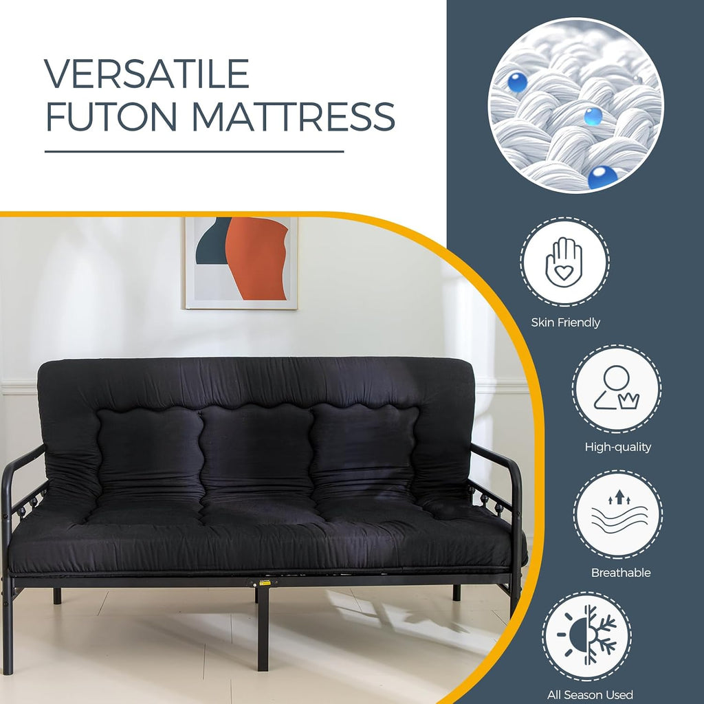 MAXYOYO 6" Extra Thick Japanese Floor Mattress Queen Folding Futon Mattress | Foldable Tatami Pad for Adults, Roll Up Floor Mat for Living Room Guest Room RV, Black