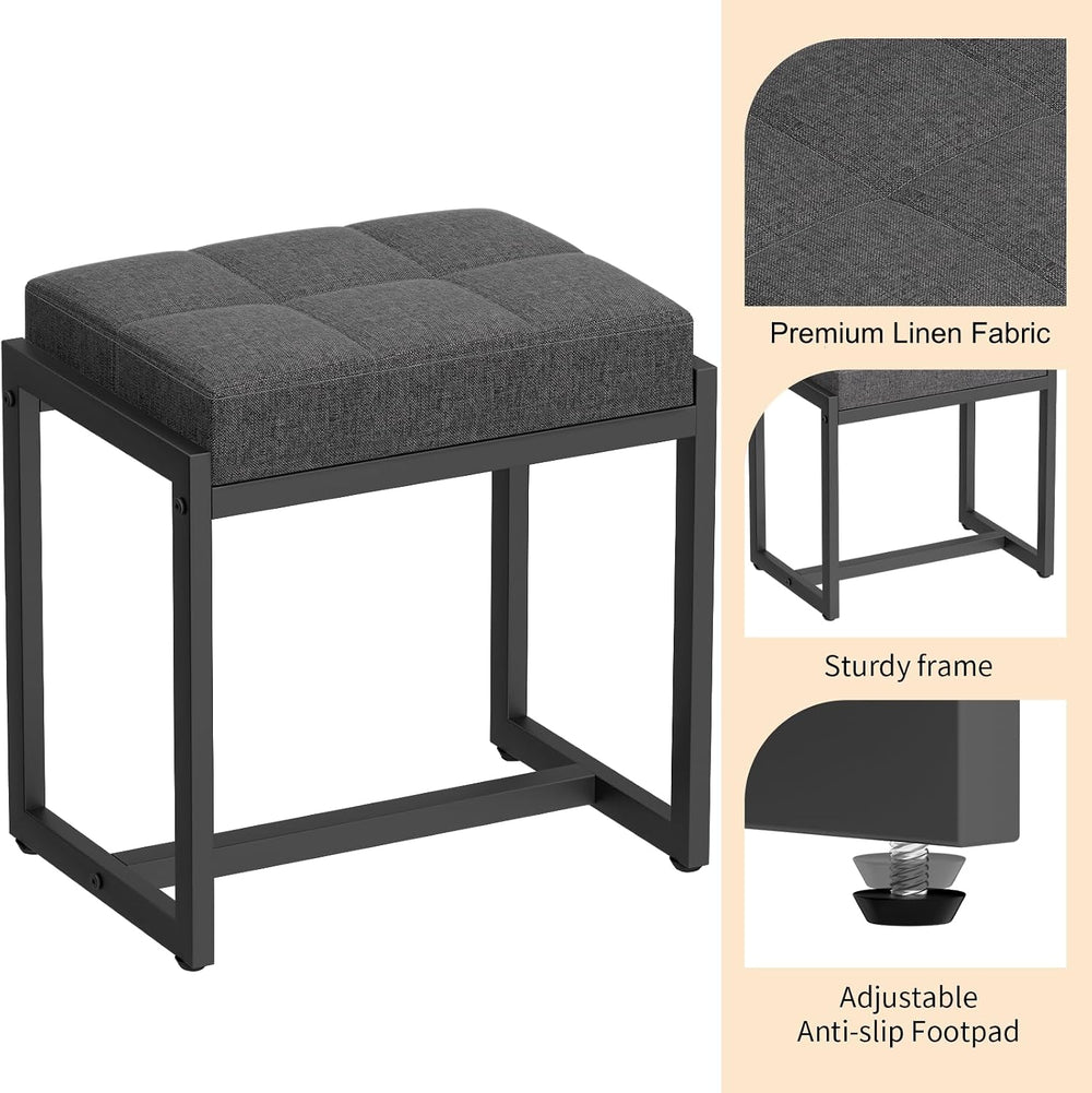 Vanity Stool, Vanity Chair Stools for Makeup Room, Square Linen Makeup Stool ...