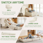 Trenda Folding Chair Bed, 16lbs Convertible Sleeper Chair Sofa Bed, Beige | 3-in-1 folding chair bed with solid foam, washable cover and handle. Converts to sofa, lounger & guest bed for small spaces.