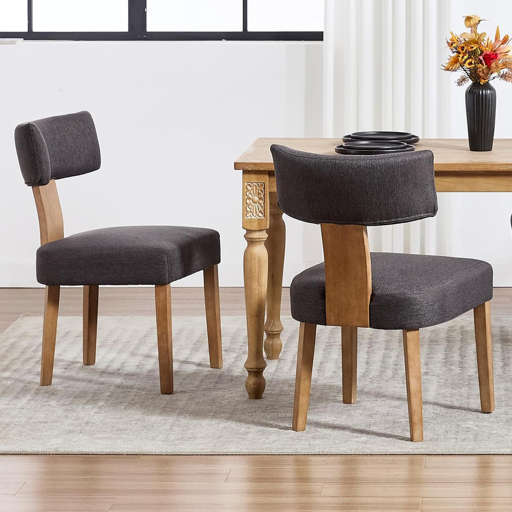 Upholstered Dining Chairs Set of 6, Mid-Century Modern Dining Chairs with Woo...
