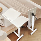 Overbed Desk with Wheels, Height Adjustable Rolling C Shaped Side Table with Tilting Top, Mobile Laptop Stand for Bed Couch Sofa, Bedside Table for Small Space Work from