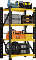 3000LBS Garage Shelving 32" W Garage Shelving Heavy Duty 4-Tier Metal Storage Shelves Adjustable Shelf Unit Storage Rack for Basement Supermarket Warehouse 32" W x 20" D x 78" H Yellow
