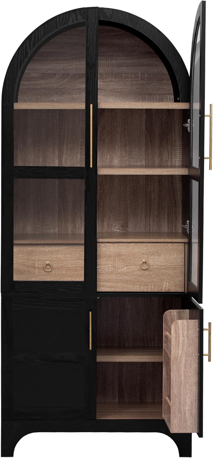 71" Tall Arched Kitchen Pantry Cabinet, Freestanding Kitchens Storage Ca...