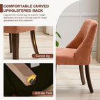 UVV Wooden Dining Chairs Set of 2, Mid Century Modern Upholstered Dining Room Chair Kitchen Chairs, Chenille Dinner Chair with Solid Wood Legs for Kitchen Dining Room, Orange