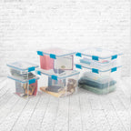 Sterilite 12-Pack Gasket Box, Weather-Resistant Storage Bins with Latching Lids, 7.5 Quart - Heavy-Duty Organizing Containers for Closet, Bathroom, and Office