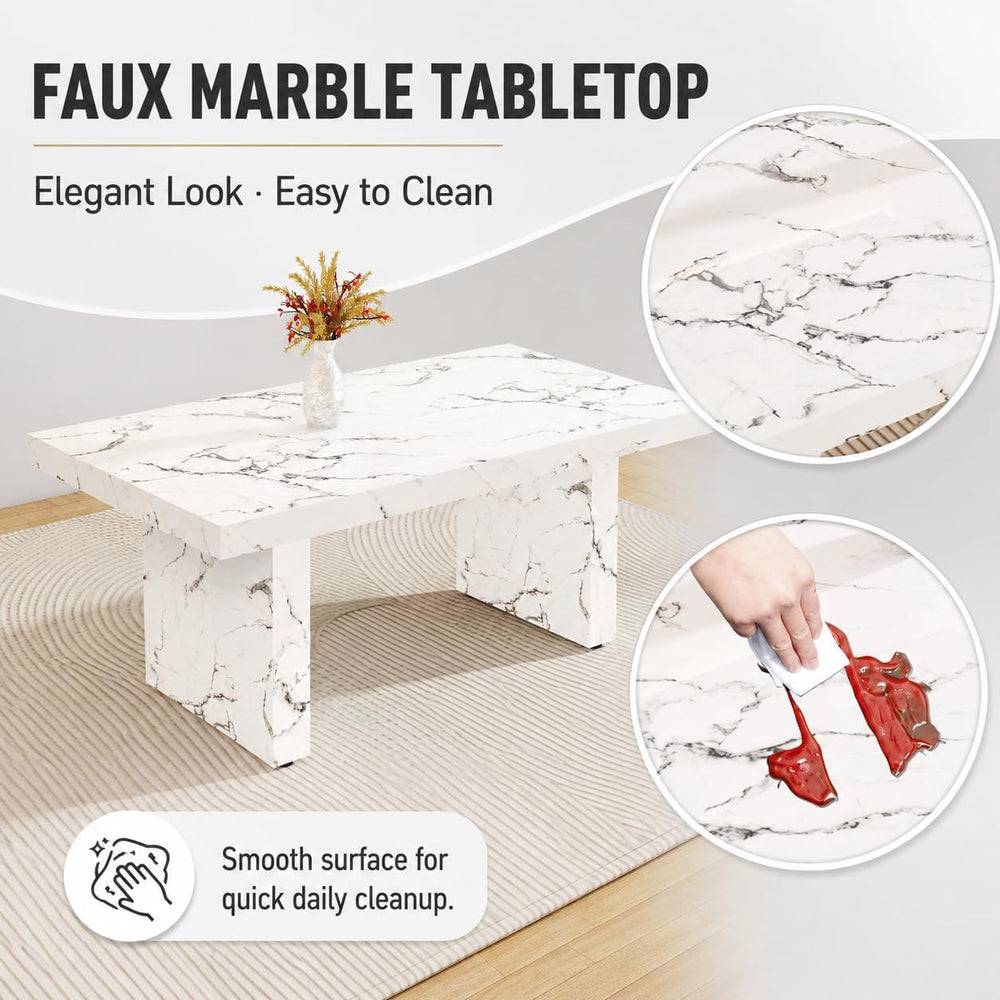 gopop 9 Piece White Dining Table Set, 79" Marble Dining Table Set for 8,...