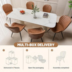 Nalupatio Dining Chairs Set of 6, Modern Dining Room Chairs Comfy Backrest Thick Upholstered Kitchen Chairs 19IN Height with Metal Legs Brown
