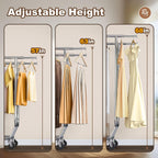 HOKEEPER 600 lbs Commercial Clothing Garment Rack with Shelves Clothing Racks on Wheels Rolling Closet Clothes Rack Heavy Duty Portable Collapsible Adjustable, Chrome Finish