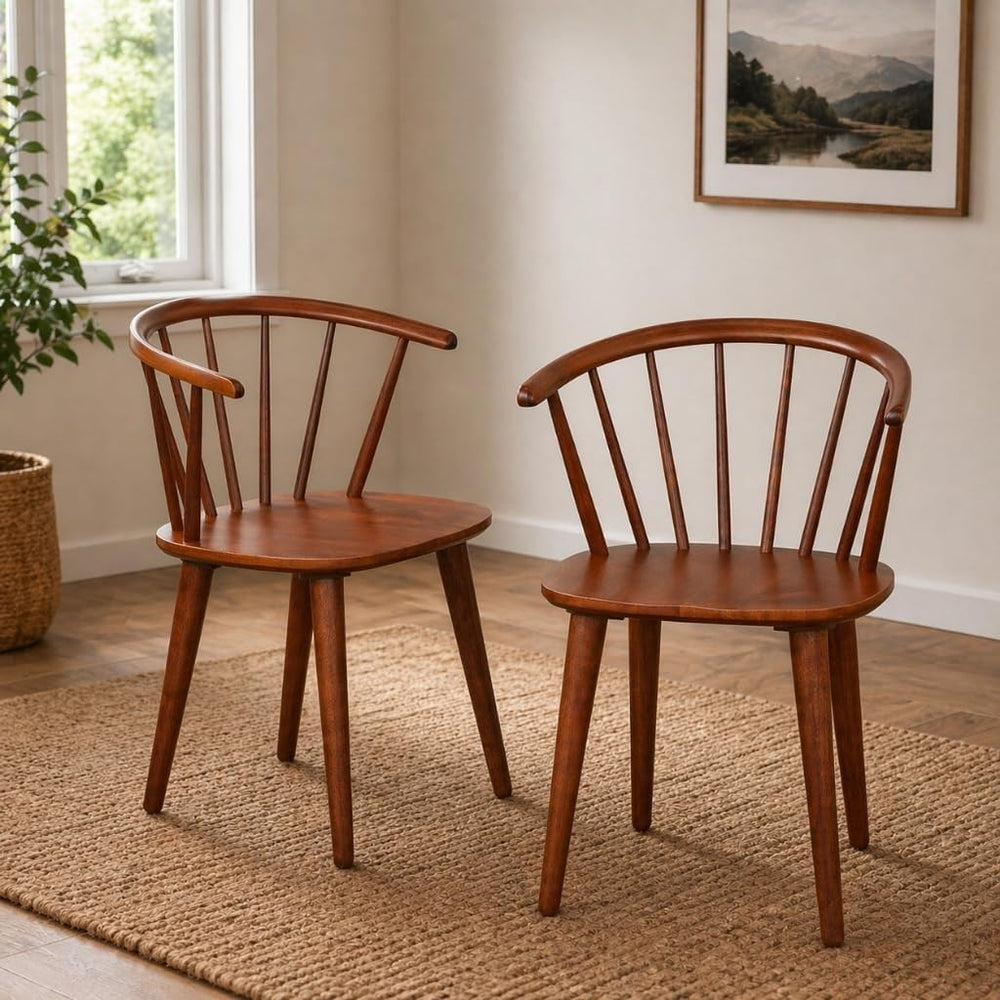 Florence Farmhouse Solid Wood Spindle Dining Chair, Walnut
