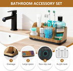 Bathroom Toothbrush Holder Set with 2 Pack Qtip Holder Dispenser - 7 Slots Kids Bathroom Accessory Sets with Drainage, Q Tip Holder for Bathroom Sink Counter Accessories Set
