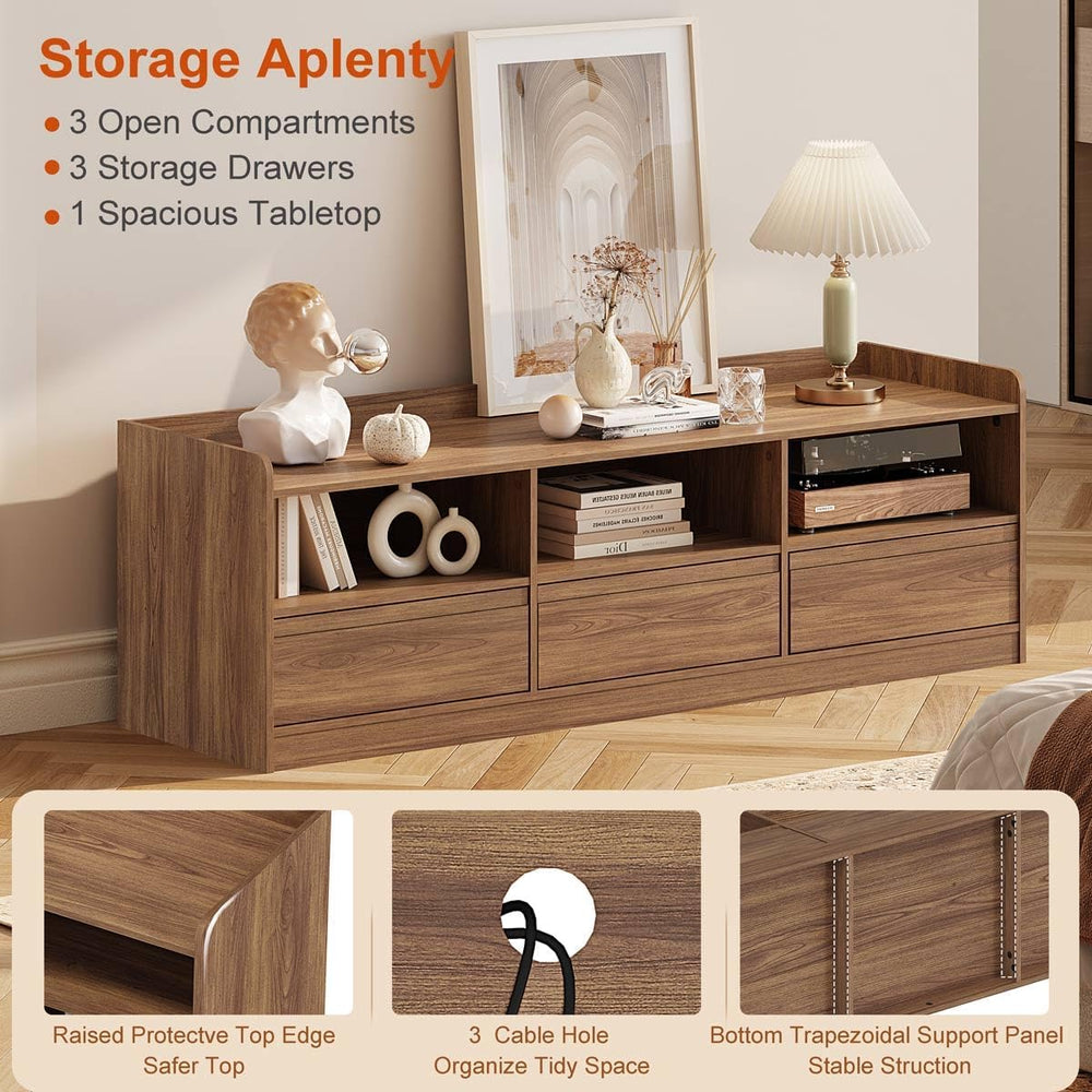 FATORRI Coffee Table and TV Stand Bundle for Living Room, Walnut TV Console E...