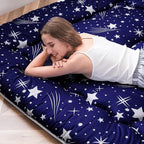 MAXYOYO Japanese Floor Mattress Futon Mattress, 4" Thicken Tatami Mat Sleeping Pad Foldable Roll Up Mat Boys Girls Dormitory Pad Kids Floor Lounger Pillow Bed, Charcoal Grey, Queen Size