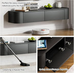 SHGJ&SOFT Floating TV Stand Wall Mounted Media Console with Door Entertainment Centerwith Storage Cabinets, Wall Mounted TV Shelf for Bedroom,Living Room (Black, 47.2IN)