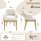 Wooden Dining Chairs Set of 6, Modern Fabric Upholstered Dining Room Chair, Kitchen Side Chairs, Farmhouse Dinner Chair with Open Back for Kitchen, Beige